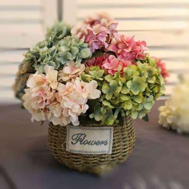 BUNGA HYDRANGEA Artificial Buatan Bunga Pompom Peony Hydrangea warna HYDRANGEA PINK