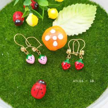 ANTING ANAK ANTING EMAS ASLI KADAR 375/8K DAN 300/6K ANTING MODEL STRAWBERRY LUCU ATL 051 DAN ATL 10