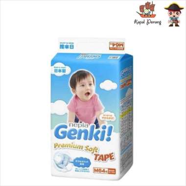 Nepia Genki Premium Soft Tape Popok Bayi [Size M/ 64 pcs]
