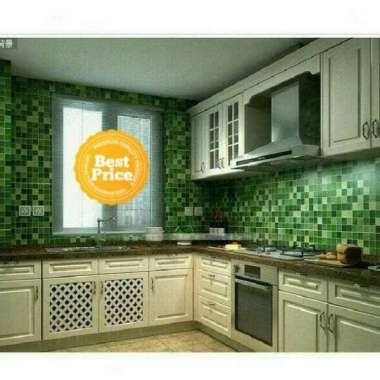 Wallpaper stiker dinding untuk dapur dan kamar mandi motif hijau Multicolor