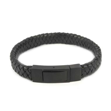 Dparis Silver Gelang Tangan Kulit KI126 - Hitam BLACK