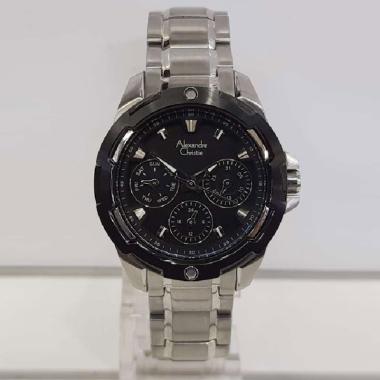 Alexandre Christie Jam Tangan Wanita AC6305BF Multifunction Silver Stainless Steel Black SILVER