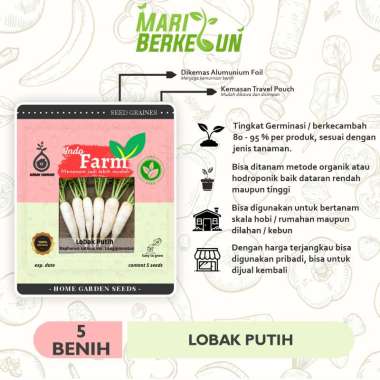Benih Biji Bibit 5 Tanaman Lobak Putih INDO FARM / Lobak Kualitas Unggul Super INDO FARM