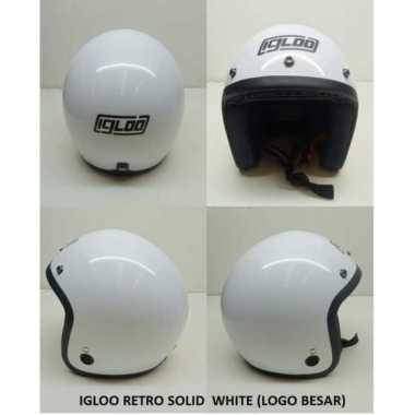 Helm Bogo Igloo Retro Solid+Kaca / Helm SNI Solid White