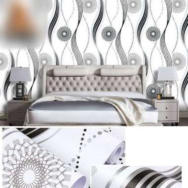 Wallpaper Stiker Dinding Spiral & Garis Gelombang Hitam Praktis Coklat Abu Cakra GH247 CY1087 CY1048