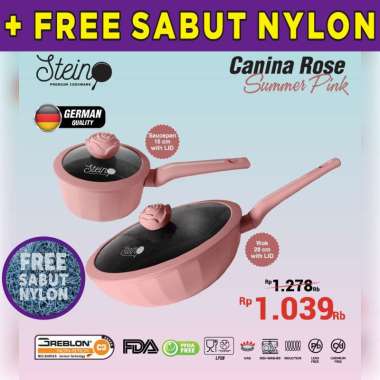 Steincookware Stein Canina Rose Set 2 in 1 Panci Set Granite German ( WOK 28 cm + SAUCEPAN 16 cm) GL