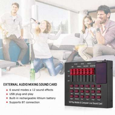 Soundcard v8 Plus Taffware Eksternal Live Mic Headset Hitam Y3659