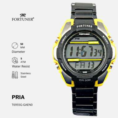 Fortuner Jam Tangan Pria Digital Sport Tahan Air Teva KUNING