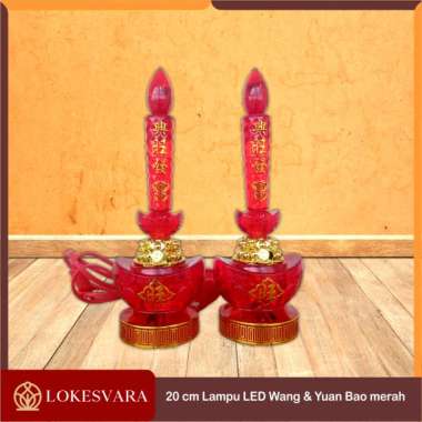 Lampu Sembahyang Altar LED Wang & Yuan Bao Merah 20cm