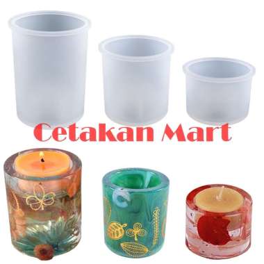CMart Cetakan Silikon Resin Epoxy Craft Round Tealight Set Candle Holder