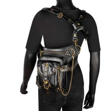 Jual Punk Leather Steampunk Belt Bag 