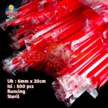 Sedotan Plastik Merah 6mm x 20cm isi 500 pcs Sedotan Runcing Steril 500 pcs