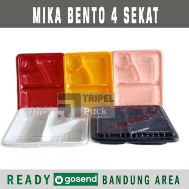 Box Bento / Mika Bento Bintang 4 Sekat Plus Tutup Mika Food Grade Kuning