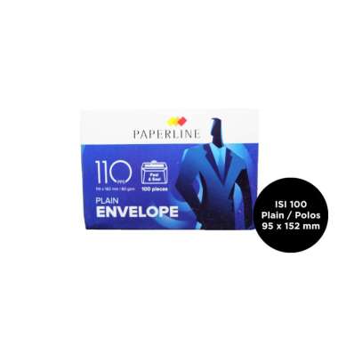 PAPERLINE PLAIN ENVELOPE 95 X 152 MM ISI 100 PCS AMPLOP PUTIH POLOS Putih