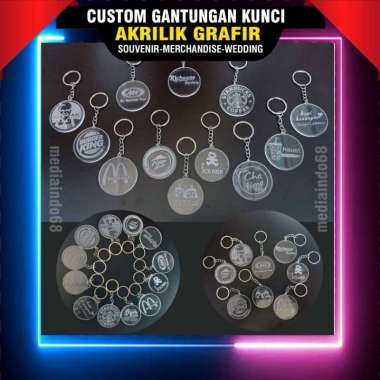 Gantungan Kunci - Akrilik Grafir Nama/Logo - Custom