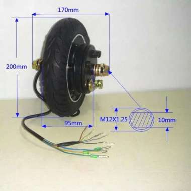HUB MOTOR DINAMO BLDC SEPEDA LISTRIK 350W 36V UK BAN 200X50+DRUM BRAKE 36V