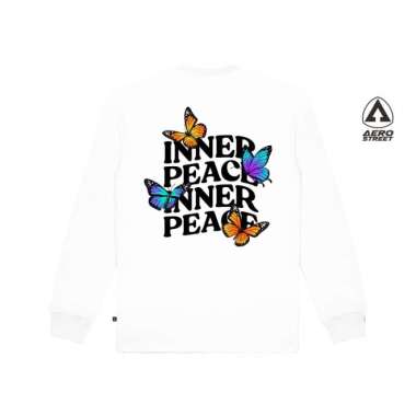Aerostreet T Shirt Long Sleeve Inner Peace Putih Kaos Longsleeve OBAAA XS