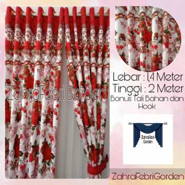 Gorden Minimalis Shabby Katun Jepang MERAH