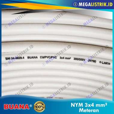 Buana Kabel NYM 3x4 ( Meteran ) / Kabel Listrik Putih Kawat Tembaga 3 X 4 mm ( Ecer Per Meter )