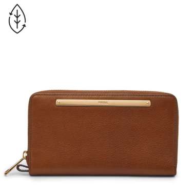 Fossil Liza Zip Around Clutch Brown Leather Dompet Wanita-SL7878G-200