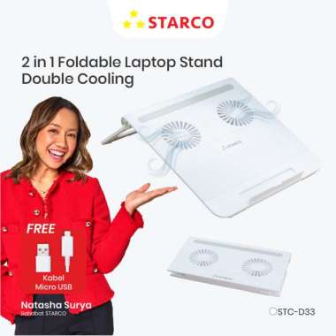 Starco 2 In 1 Foldable Laptop Stand Double Cooling Fan Meja Laptop Multicolor