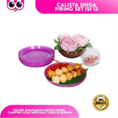 [ PIRING SET ISI 12 ] CALISTA SHIGA PIRING SET ISI 12 / PIRING PLASTIK MAKANAN UNGU