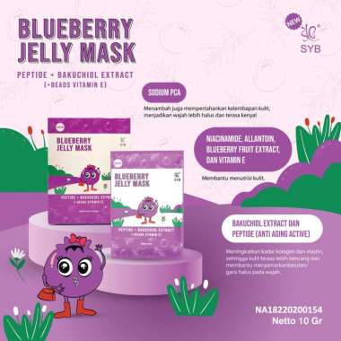 PER BOX SYB JELLY MASK BLUEBERRY WATERMELON CUCUMBER MUGWORT DNA SALMON / MASKER WAJAH PER BOX Blueb