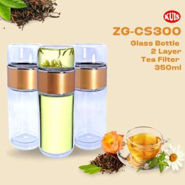 Botol Gelas Kaca Dengan Saringan Teh/Impuse Water Double Layer 350 Ml