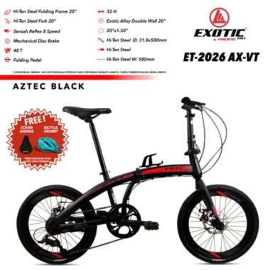 Sepeda Lipat Exotic 20 Et 2026 Rx Db Vt Disc Velg Tinggi Astec Black