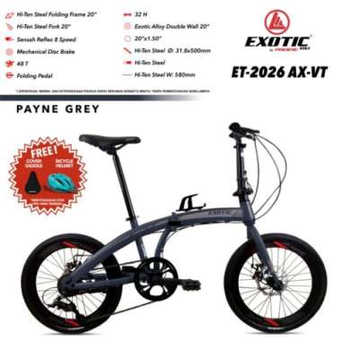 Sepeda Lipat Exotic 20 Et 2026 Rx Db Vt Disc Velg Tinggi Payne Grey