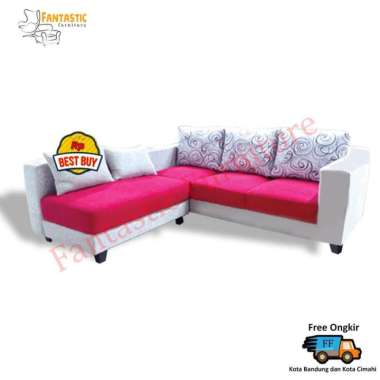 Sofa multifungsi / Sofa Keluarga / Sofa L Agatha abu Bandung