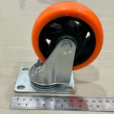 roda trolley 4 inch hidup roda PU troli heavy duty