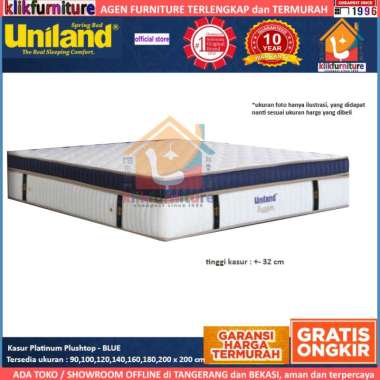 Kasur / Matras Platinum Plushtop Uniland Springbed - Megan Blue 140 x 200