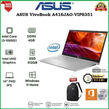 ASUS A416JAO VIPS351 I3-1005G1 4GB 512GB SSD 14 FHD IPS WIN11 OHS