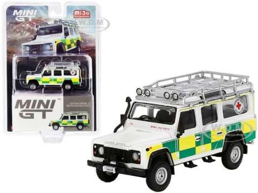 Minigt Diecast Mobil Land Rover Defender 110 British Red Cross MGT0015