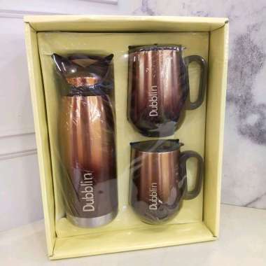 DUBBLIN SET GIFT GLAMOUR TERMOS DAN MUG coklat