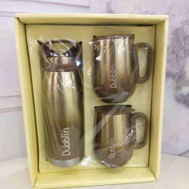 DUBBLIN SET GIFT GLAMOUR TERMOS DAN MUG gold