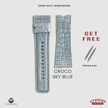 Strap Tali Kulit Jam Tangan SF Seven Friday Leather Original 30mm 28mm Croco Sky Blue