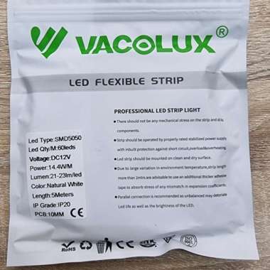 Lampu Led Strip Vacolux Dc 12 Volt Natural White 4000K
