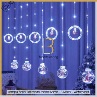 Lampu Led Tirai Natal Warna Warni Warm White Kuning Putih Kelap Kelip Putih