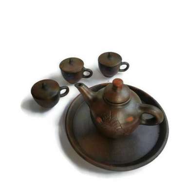 Gerabah tea pot set / teh poci tanah liat / teko teh souvenir grade A