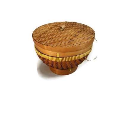 Tempat nasi / bakul / ceting / wakul anyaman bambu set tutup L