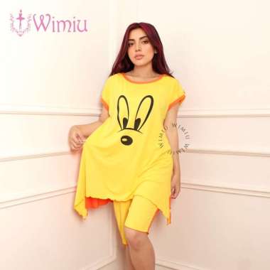 Wimiu Set Baju tidur Sleepwear Wanita Piyama Wanita 8058-8 YELLOW-ORANGE