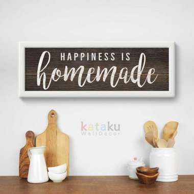 Hiasan Dinding Dapur PictBox Sign Happiness Is Homemade Home Decor - putih