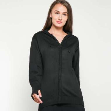 VM Sweater Rajut Polos Basic Hoodie Zipper Semua Ukuran hitam
