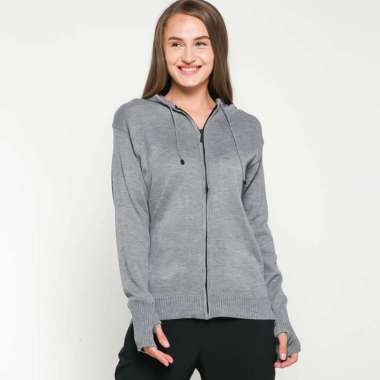 VM Sweater Rajut Polos Basic Hoodie Zipper Semua Ukuran Abumuda