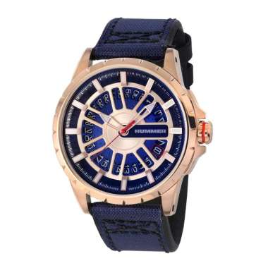 HUMMER Sports Quartz HM1014 Nylon Band Original Jam Tangan Pria Blue Rosegold