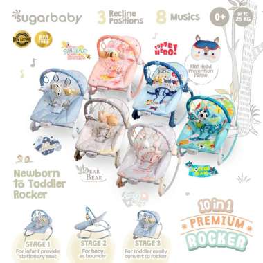 Sugarbaby 10in1 Premium Rocker/Ayunan Bayi/Bouncer Bayi/Kursi Goyang Manual Bayi Pink Sugar Garden