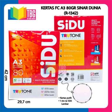 1 RIM (500 LEMBAR) KERTAS FOTO COPY A3 80 GRAM SINAR DUNIA / KERTAS PUTIH POLOS A3 80GR SIDU (R-1342