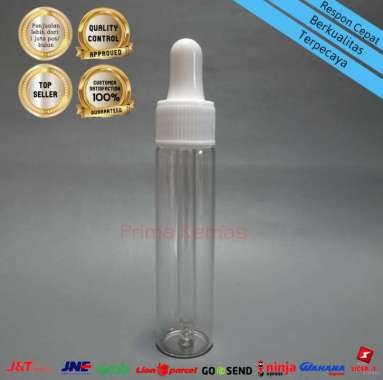 Botol kaca pipet 20 ml - botol kaca serum/ tetes - Botol Kaca T 20 ml Clear Cap Putih